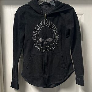 Harley-Davidson Black Hoodie with Skull Design